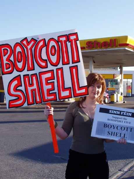 Sinn Fein Anna outside the Westside Shell Service Station last Thursday.