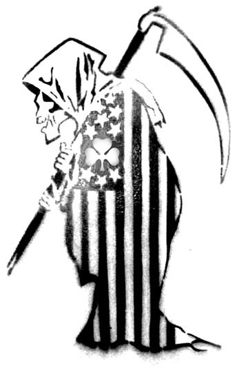 Death with US flag and shamrock