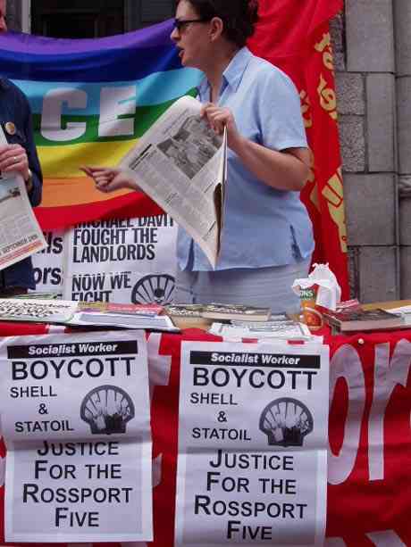 Along with Shell to Sea activists, the Green Party, Sinn Fein, Socialist Party and the SWP held a joint day of action today outside Lynch's castle.