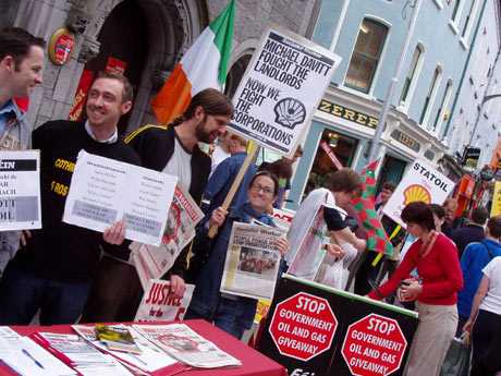 What's this ? ; shurely, it cannot be, SWP and Sinn Fein activists manning the same Shell to Sea petition/info table, versa vice, the  lion sleeping with the lamb, and vice, vice-versa the plougshare sleeping with the sword. Where's me smelling salts?.