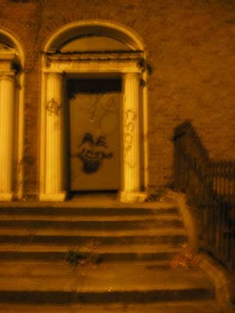 Steel door on former Magpie Squat last night