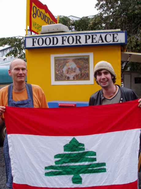 Uwe Tohak on left with Fergal of Vesuwave; a band  into world music.