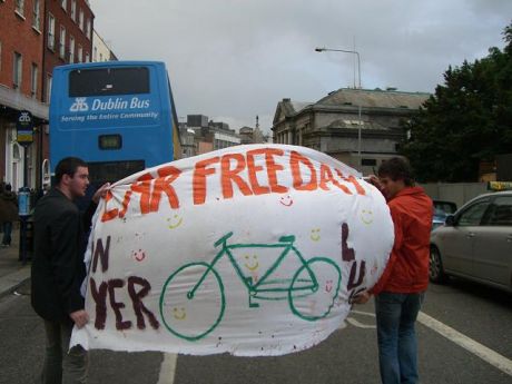 behind this banner lies a vast swath of empty road...