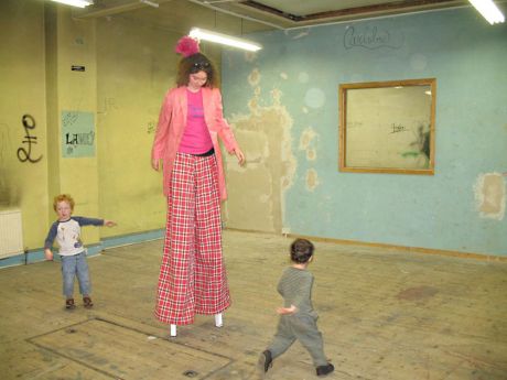 Entertaining the younger folk (this was how the venue/screening room looked when we moved in to the building)